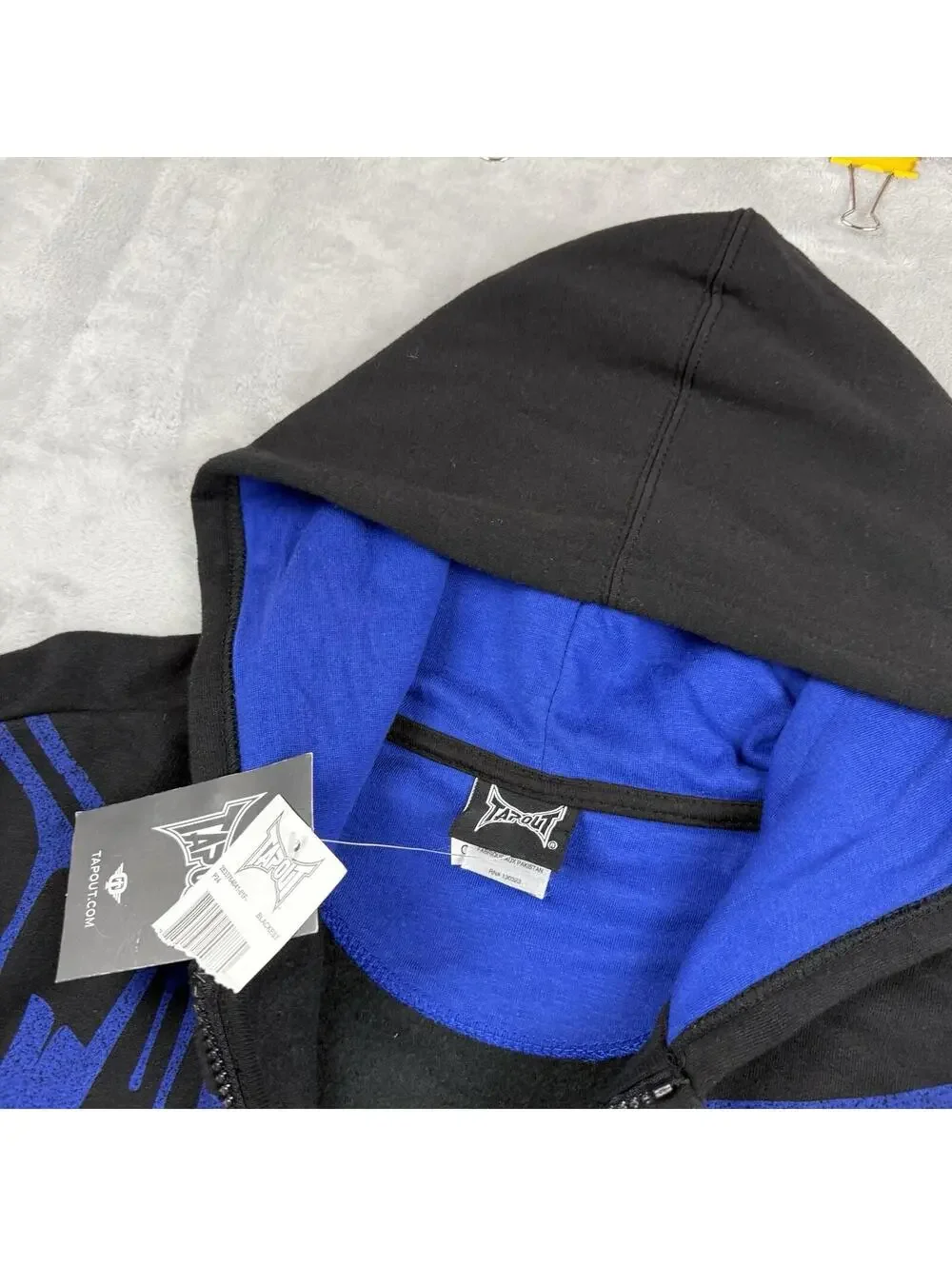 Y2K 2010 Tapout Full Zip Hoodie Black Blue Graphic MMA Y2K Sz M Metal Skate NWT - Picture 3 of 7